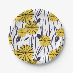 Yellow flowers paper plate