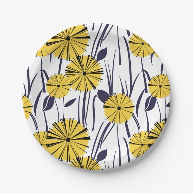 Yellow flowers paper plate (Front)