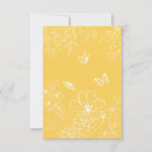 Yellow Flowers Pattern, Floral, Minimalist Thank You Card