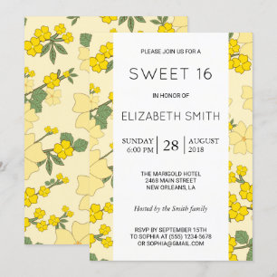 Yellow Flowers, Pattern Of Flowers, Sweet 16 Invitation