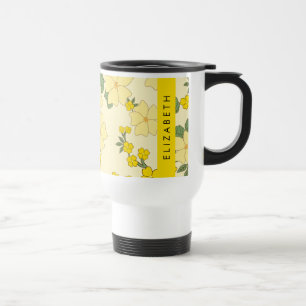 Yellow Flowers, Pattern Of Flowers, Your Name Travel Mug