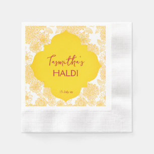 Yellow flowers personalised name Haldi napkins