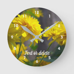 Yellow Flowers Personalised Round Clock