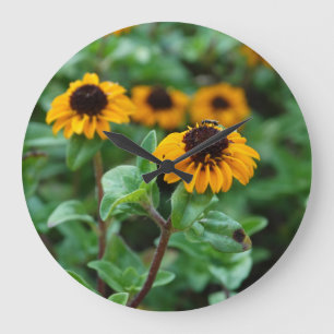 Yellow Flowers Photo Round (Large) Wall Clock