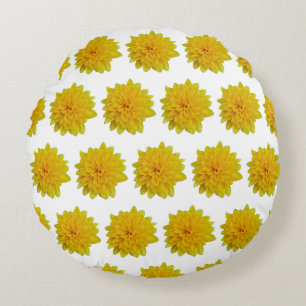 Yellow flowers round cushion