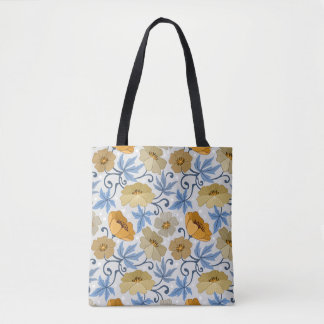 Yellow Flowers: Seamless Textile Design Tote Bag