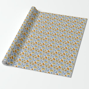 Yellow Flowers: Seamless Textile Design Wrapping Paper