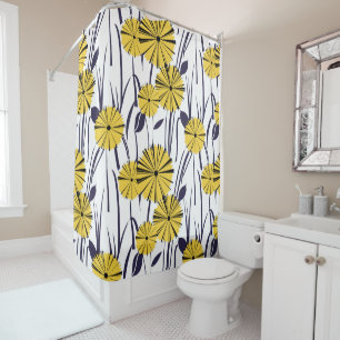 Yellow flowers shower curtain