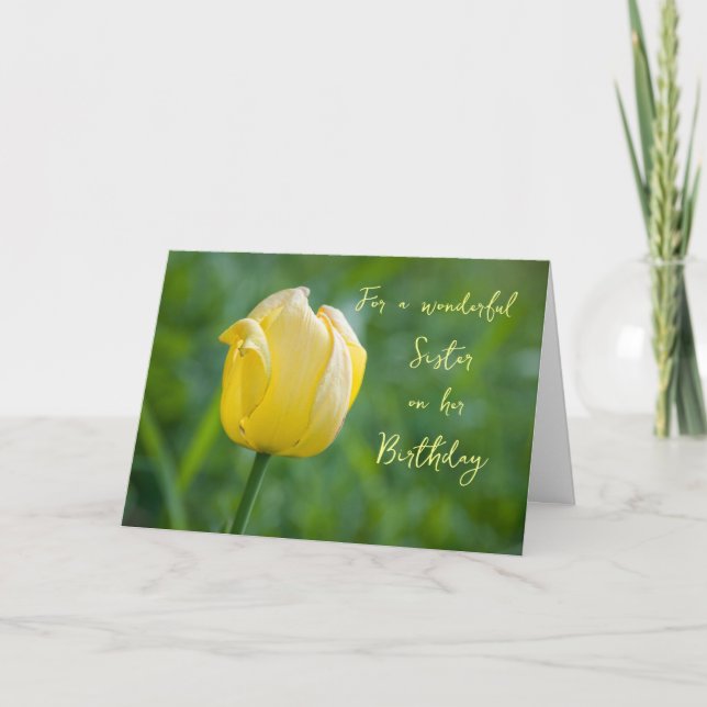 Yellow Flowers Sister Birthday Card (Front)