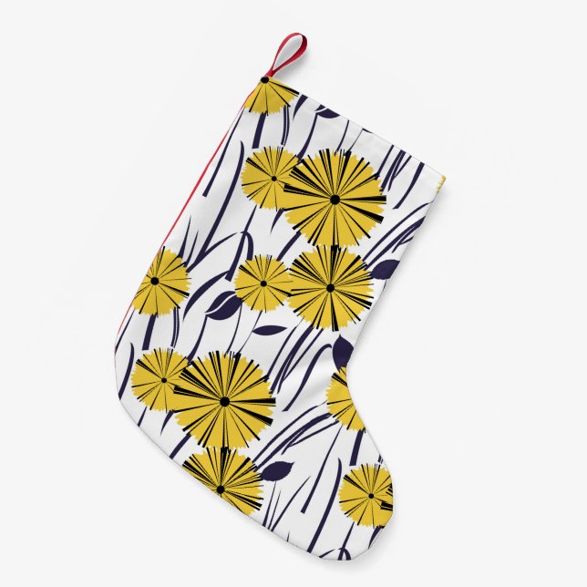 Yellow flowers small christmas stocking (Front (Hanging))