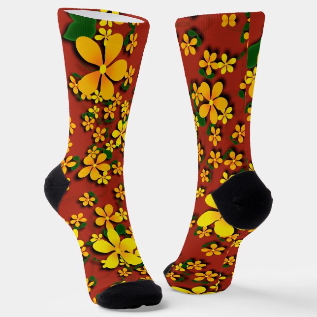 Yellow Flowers  Socks (Angled)