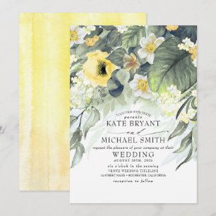Yellow Flowers Summer Garden Romantic Wedding Invitation