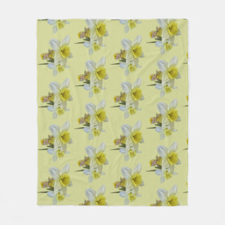 Yellow flowers teddy bears floral narcissus baby fleece blanket