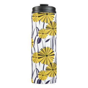 Yellow flowers thermal tumbler