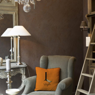 Yellow flowers vintage letter Throw Pillow