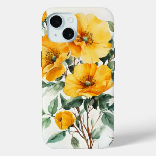 Yellow Flowers Watercolor iPhone 15 Case