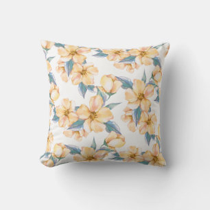 Yellow flowers. Watercolor garden 2 Cushion