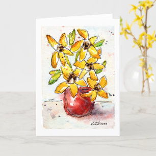 Yellow Flowers Watercolor Greeting Card
