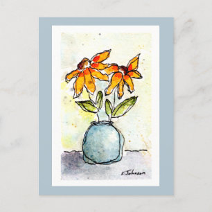 Yellow Flowers Watercolor Postcard
