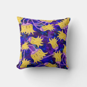 Yellow flowers watercolor seamless pattern cushion