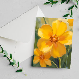 Yellow Flowers Watercolor Spring Painting Card