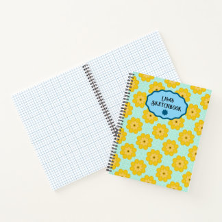 Yellow Flowers with Blue Dots  Notebook