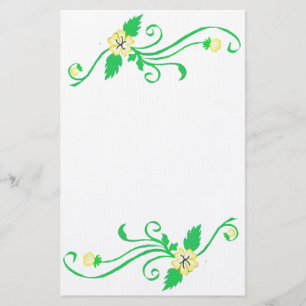 Yellow Flowers with Green Vine Stationery