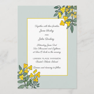 Yellow Flowers with Mint Accent Invitation