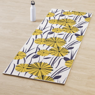 Yellow flowers yoga mat