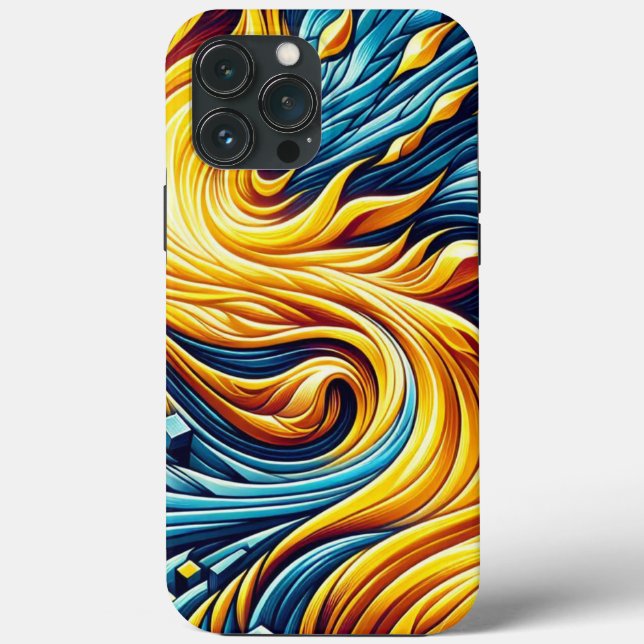 Yellow Flowing Fire Ice Geometric Pattern Case-Mate iPhone Case (Back)