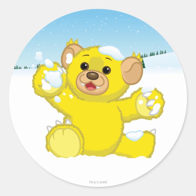 Yellow Fluffy Cub Classic Round Sticker (Front)