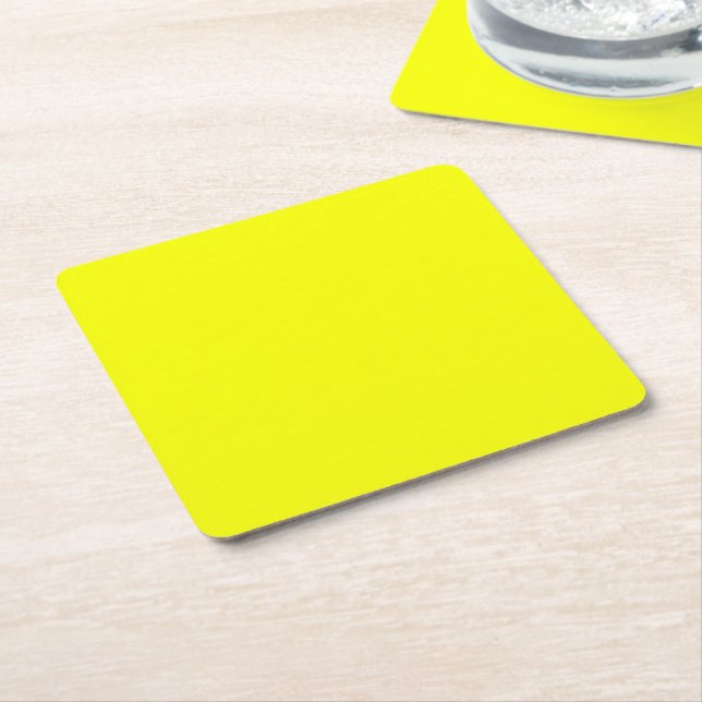 Yellow Fluo Neon Colour Customise This! Square Paper Coaster (Angled)