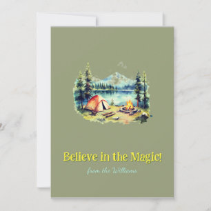 Yellow Font Mountain Christmas Holiday Camp Lake