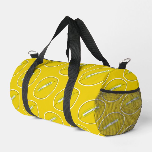 Yellow Football Pattern Screwball Graphics Duffle Bag (Right Corner)