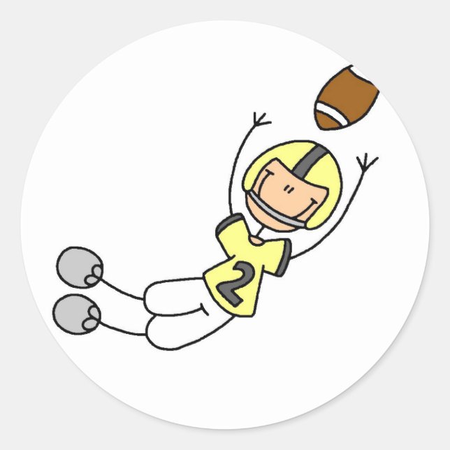 Yellow Football Player Tshirts and Gifts Classic Round Sticker (Front)