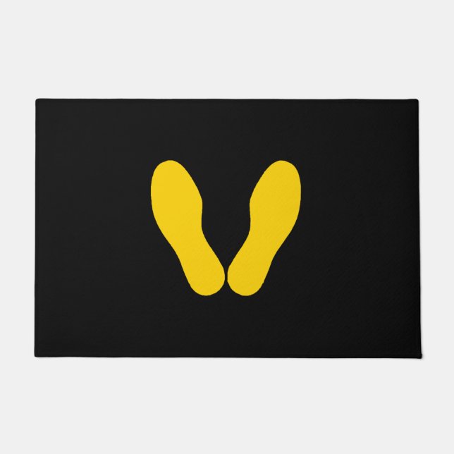 YELLOW FOOTPRINTS ON BLACK DOORMAT (Front)