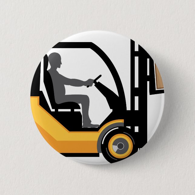 Yellow forklift 6 cm round badge (Front)