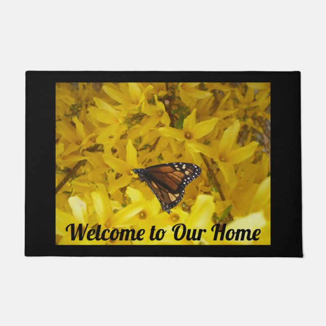  Yellow Forsythia Butterfly Welcome Home        Doormat (Front)
