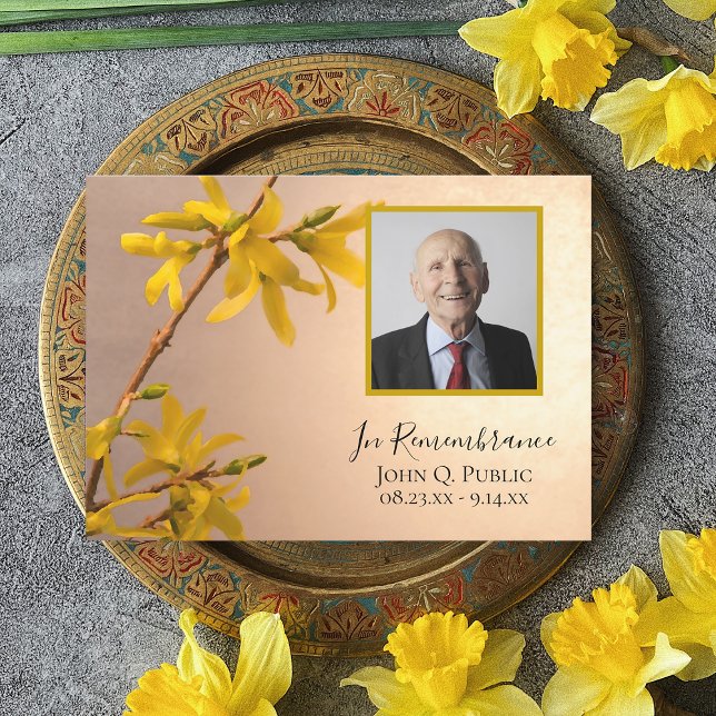 Yellow Forsythia Flowers Death Anniversary  Invitation (Creator Uploaded)