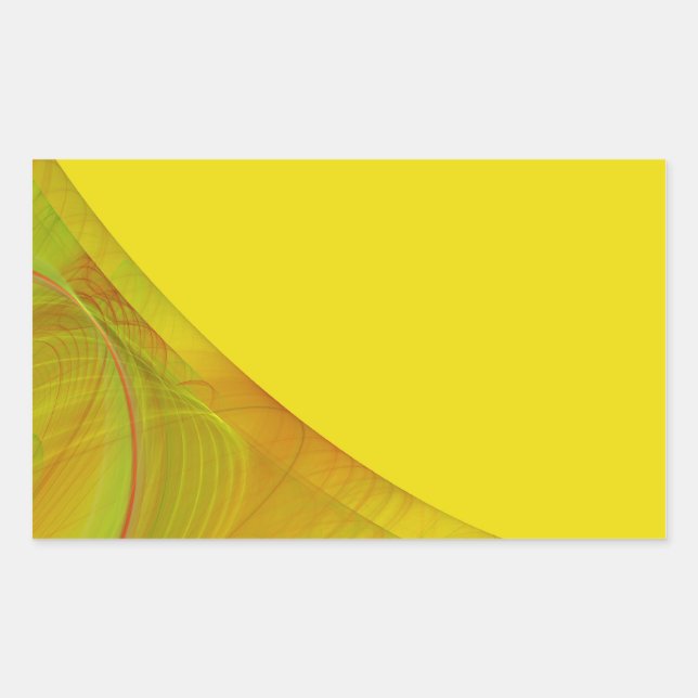 Yellow Fractal Background Rectangle Sticker (Front)