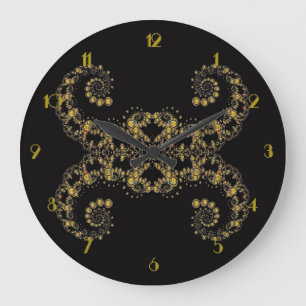 Yellow Fractal Curls Wall Clock