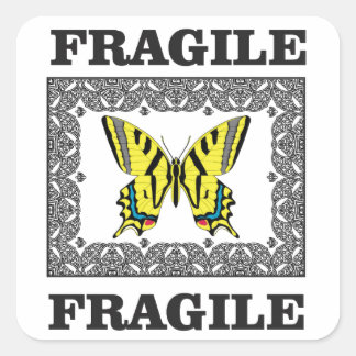 yellow fragile square sticker