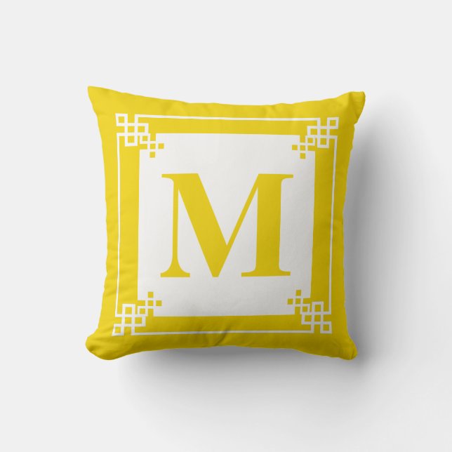 Yellow Frame Monogram Cushion (Front)