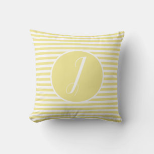 Yellow Frame Monogram Letter Stripes Cushion