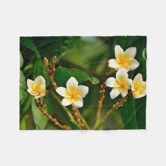 Yellow Frangipani Fleece Blanket (Front (Horizontal))