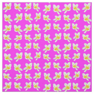 Yellow Frangipani Flowers On Pink, Fabric