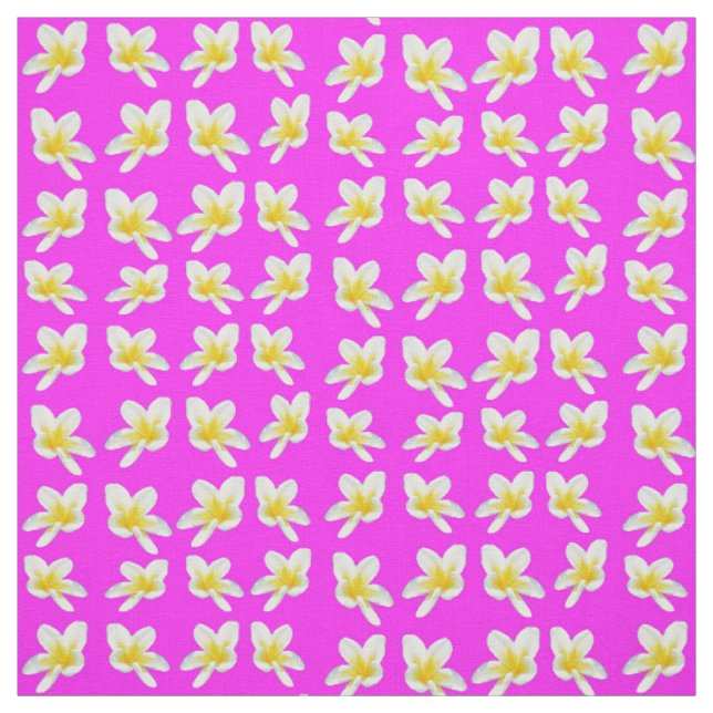 Yellow Frangipani Flowers On Pink, Fabric (Swatch)