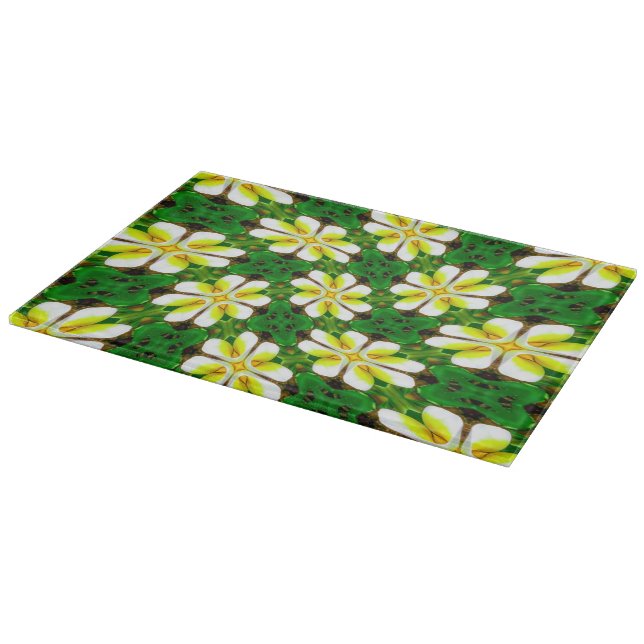 Yellow Frangipani Pattern Cutting Board (Corner)
