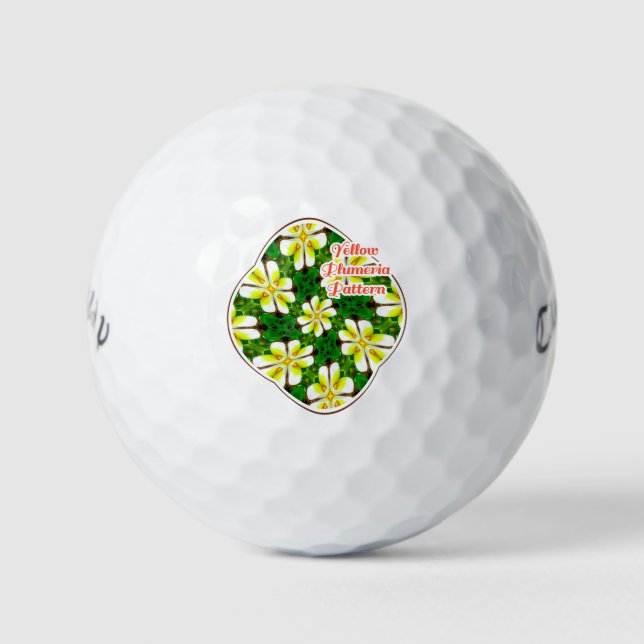 Yellow Frangipani Pattern Golf Balls (Front)