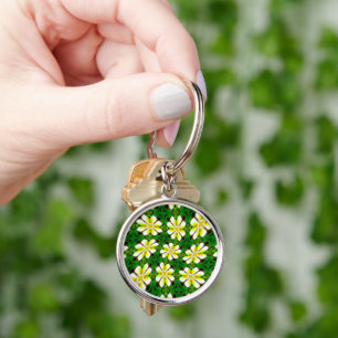Yellow Frangipani Pattern Key Ring